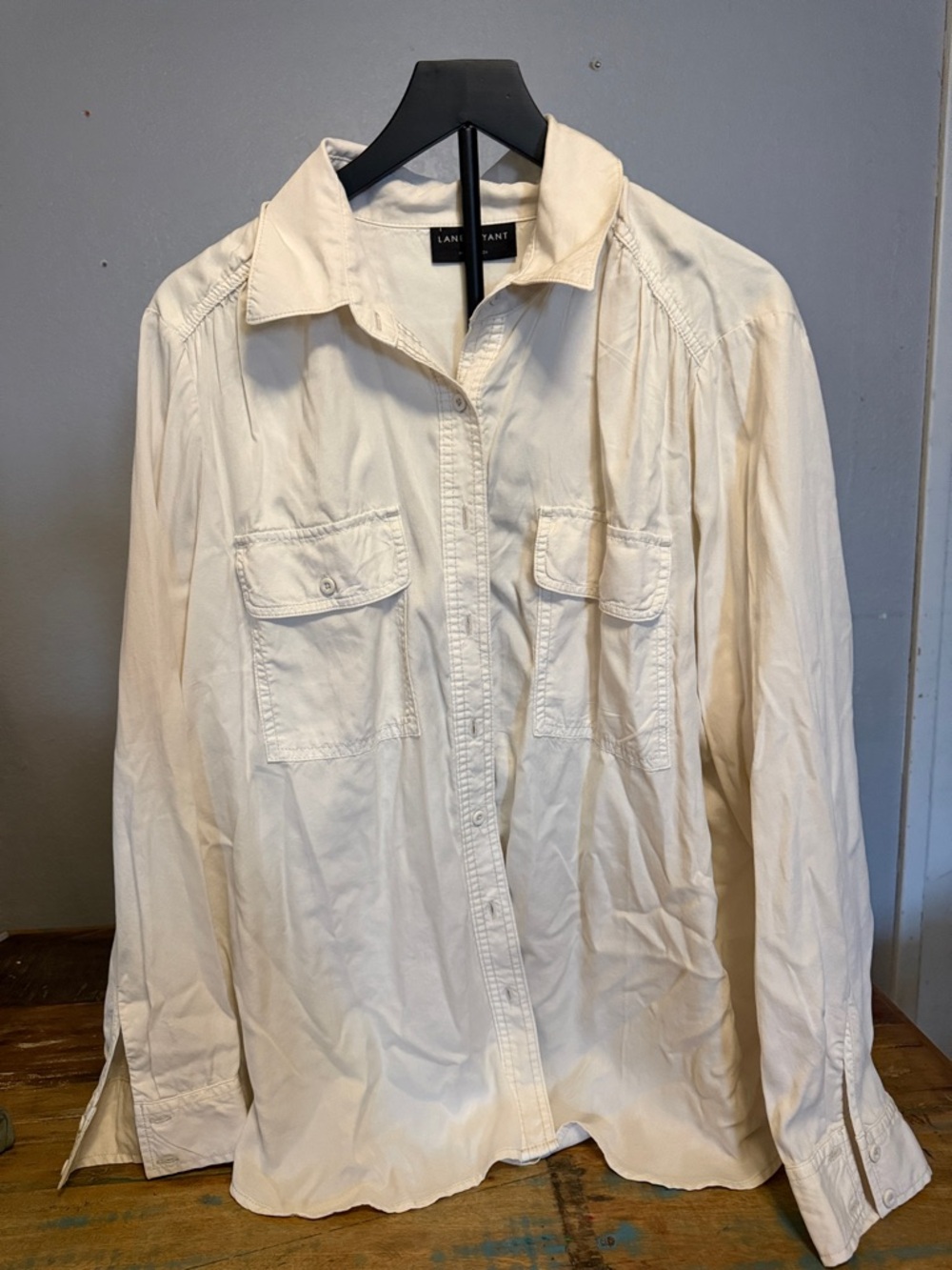 Lane Bryant Cream Button-Front Shirt